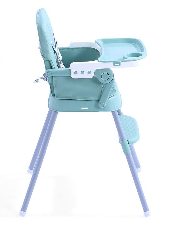 Babyhug 3 in 1 Set Up High Chair for Baby  Green| High Chair, Feeding Chair & Booster Chair| 5-Point Safety Harness| Adjustable Double Food Tray| Cushioned Seat| Foldable| Anti-Skid Feet