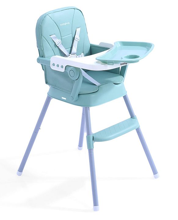 Babyhug 3 in 1 Set Up High Chair for Baby  Green| High Chair, Feeding Chair & Booster Chair| 5-Point Safety Harness| Adjustable Double Food Tray| Cushioned Seat| Foldable| Anti-Skid Feet