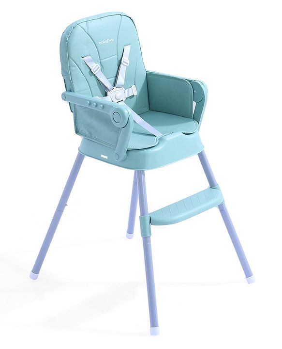 Babyhug 3 in 1 Set Up High Chair for Baby  Green| High Chair, Feeding Chair & Booster Chair| 5-Point Safety Harness| Adjustable Double Food Tray| Cushioned Seat| Foldable| Anti-Skid Feet