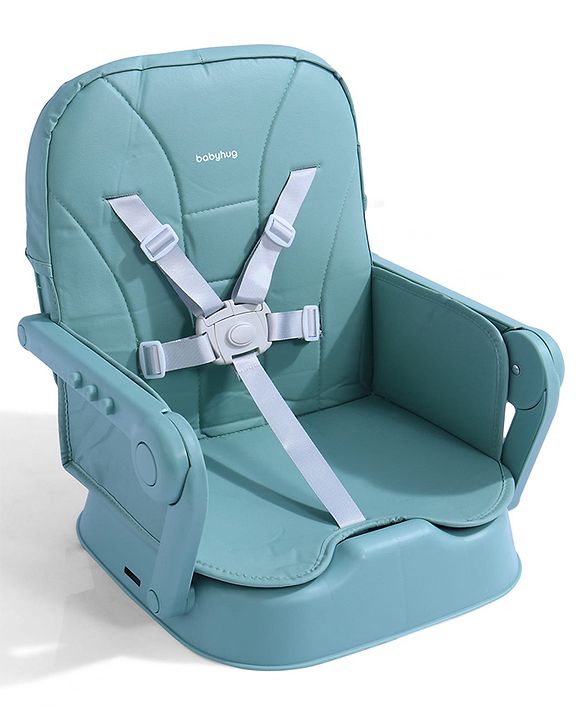 Babyhug 3 in 1 Set Up High Chair for Baby  Green| High Chair, Feeding Chair & Booster Chair| 5-Point Safety Harness| Adjustable Double Food Tray| Cushioned Seat| Foldable| Anti-Skid Feet