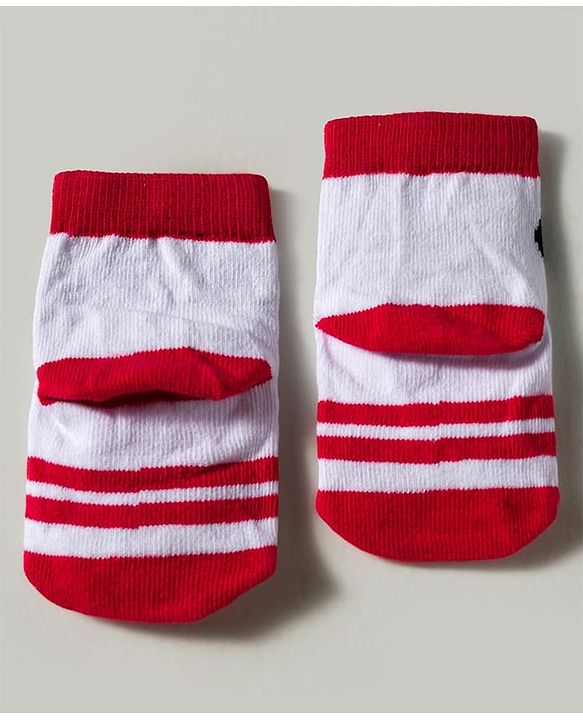 Cute Walk by Babyhug Disney  Knitted Ankle Length Anti Bacterial Socks With Mickey Mouse and Friends Graphic Pack of 3 - Red & Blue