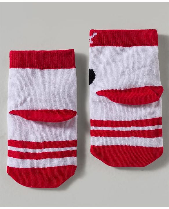 Cute Walk by Babyhug Disney  Knitted Ankle Length Anti Bacterial Socks With Mickey Mouse and Friends Graphic Pack of 3 - Red & Blue