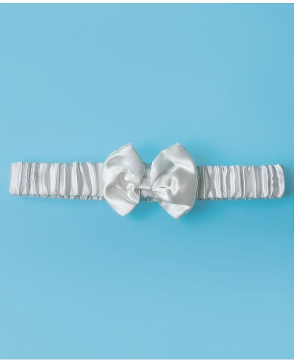 Babyhug Woven Sleeveless Lace Baptism Party Dress with Headband Booties & Pearl Detailing - White