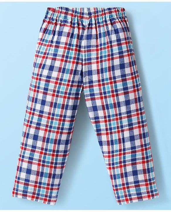 Babyhug Cotton Woven Full Sleeves Giraffe Printed Party T-Shirt & Trouser Set with Yarn Dyed Checks Waistcoat - Blue