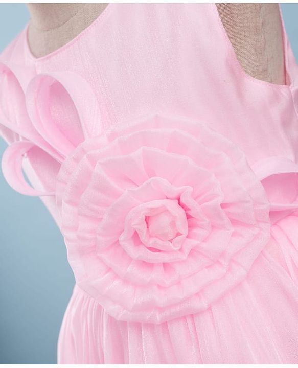 Babyhug Woven Sleeveless Party Dress With Floral Corsage - Pink