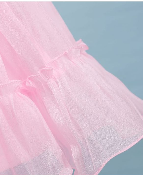 Babyhug Woven Sleeveless Party Dress With Floral Corsage - Pink