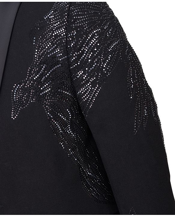 Babyhug Knit Full Sleeves Embellished 3 Piece Party Suit with Bow - Black