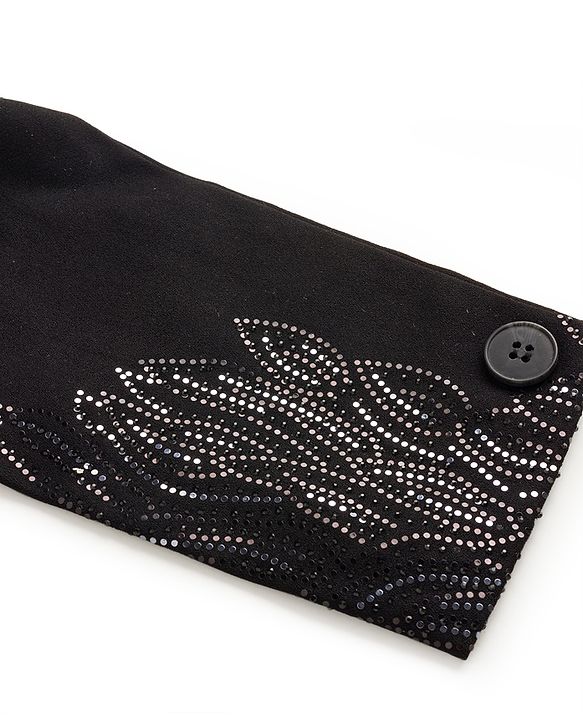 Babyhug Knit Full Sleeves Embellished 3 Piece Party Suit with Bow - Black