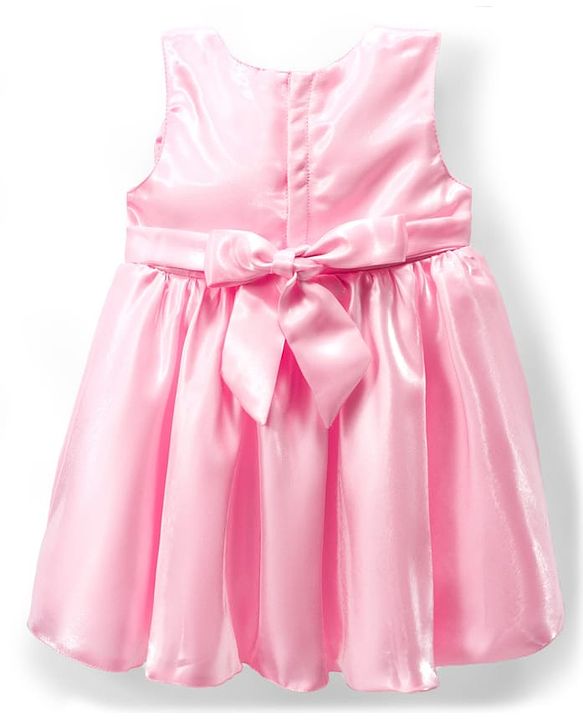 Babyhug Woven Sleeveless Party Dress with Bow Applique - Light Pink