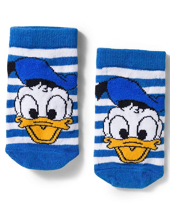 Cute Walk by Babyhug Disney Knit Ankle Length Antibacterial Socks With Mickey Mouse and Friends Graphic Pack of 3 - Blue & Orange