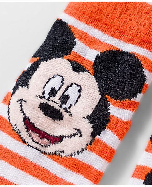 Cute Walk by Babyhug Disney Knit Ankle Length Antibacterial Socks With Mickey Mouse and Friends Graphic Pack of 3 - Blue & Orange