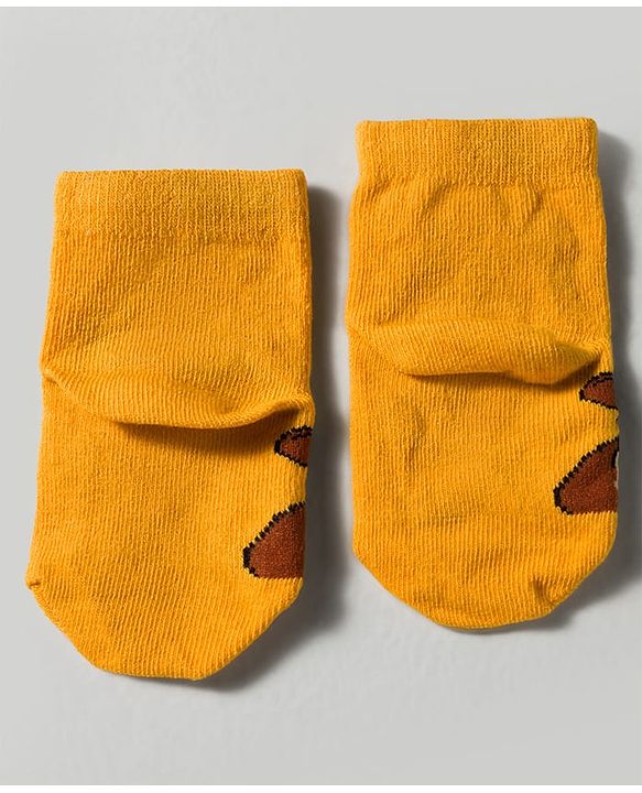 Cute Walk by Babyhug Disney Knitted Ankle Length Anti Bacterial Socks With Mickey Mouse and Friends Graphic Pack of 3 - Yellow & Blue