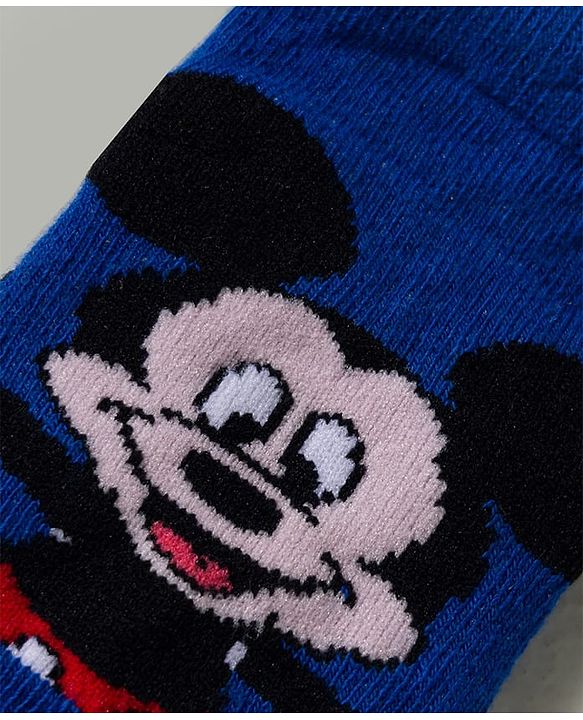 Cute Walk by Babyhug Disney Knitted Ankle Length Anti Bacterial Socks With Mickey Mouse and Friends Graphic Pack of 3 - Yellow & Blue