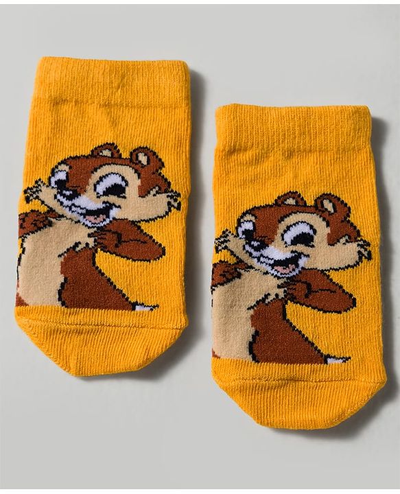 Cute Walk by Babyhug Disney Knitted Ankle Length Anti Bacterial Socks With Mickey Mouse and Friends Graphic Pack of 3 - Yellow & Blue