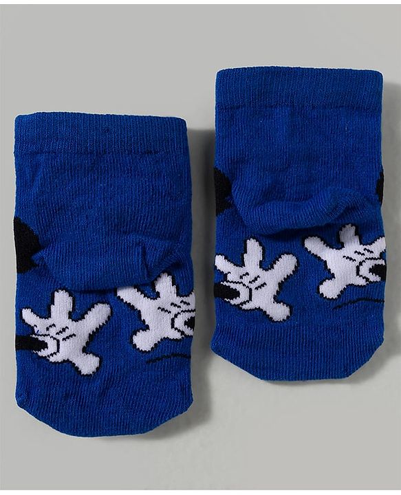 Cute Walk by Babyhug Disney Knitted Ankle Length Anti Bacterial Socks With Mickey Mouse and Friends Graphic Pack of 3 - Yellow & Blue
