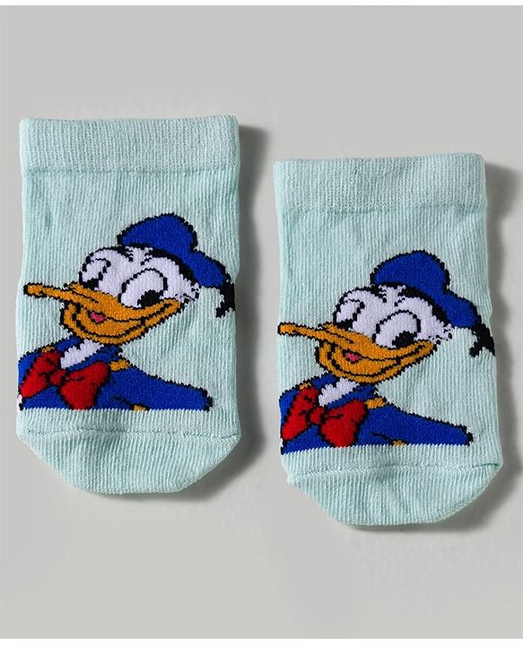 Cute Walk by Babyhug Disney Knitted Ankle Length Anti Bacterial Socks With Mickey Mouse and Friends Graphic Pack of 3 - Yellow & Blue