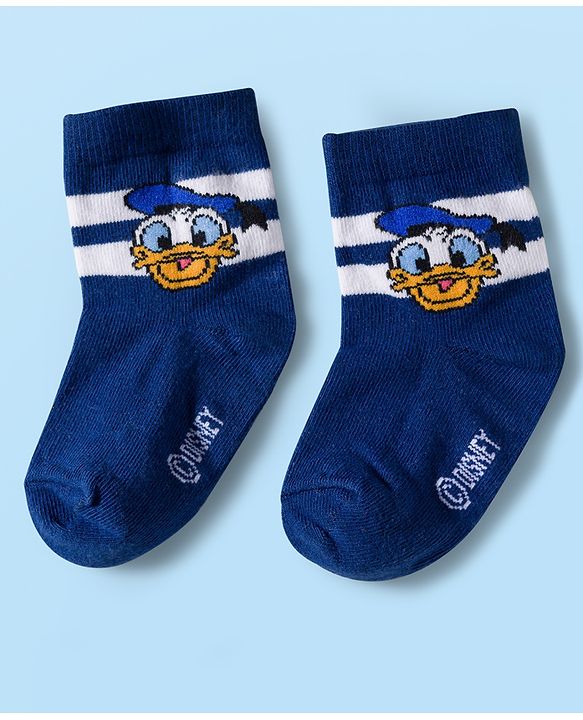 Cute Walk by Babyhug Disney Knit Ankle Length Antibacterial Socks with Mickey Mouse and Friends Graphic Pack of 5 - Navy Blue Red & White