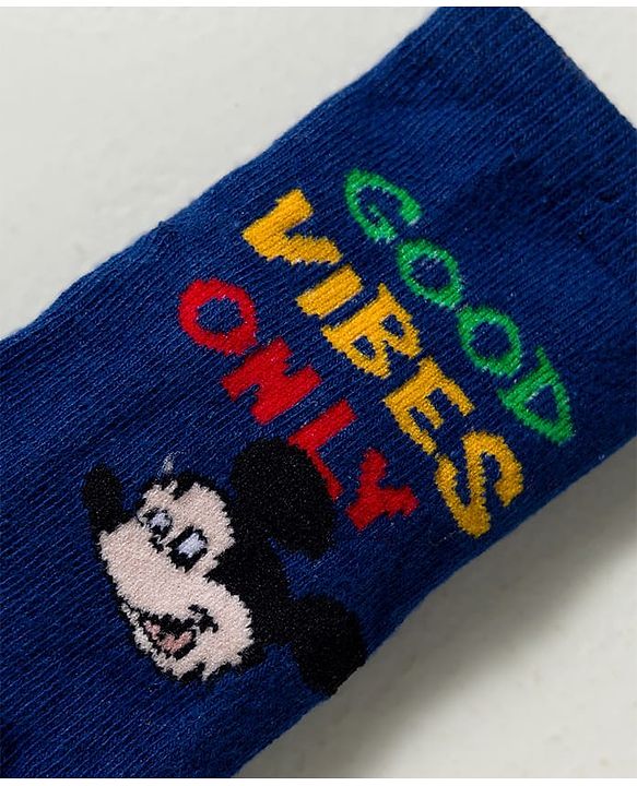 Cute Walk by Babyhug Disney Knit Ankle Length Antibacterial Socks with Mickey Mouse Graphic Pack of 3 - Dark Green Red & Navy Blue