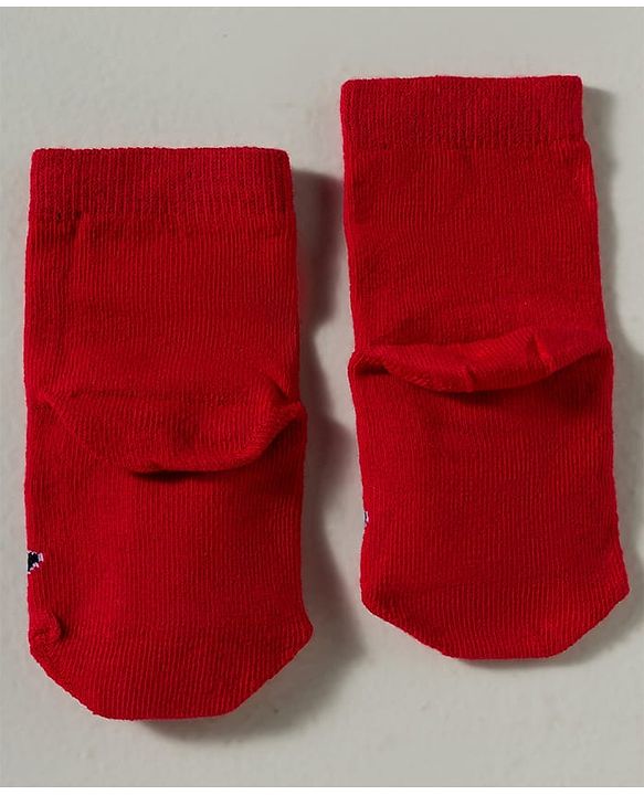 Cute Walk by Babyhug Disney Knit Ankle Length Antibacterial Socks with Mickey Mouse Graphic Pack of 3 - Dark Green Red & Navy Blue