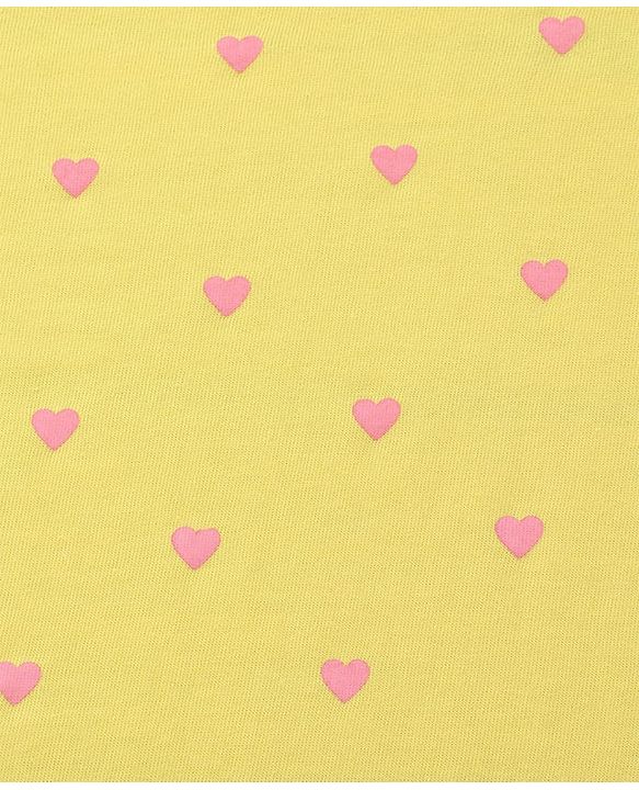 Babyhug Cotton Terry Knit Hooded Towel with Ear Applique Heart Print & Embroidery L 74 x B 69 cm - Yellow