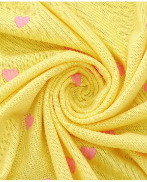 Babyhug Cotton Terry Knit Hooded Towel with Ear Applique Heart Print & Embroidery L 74 x B 69 cm - Yellow