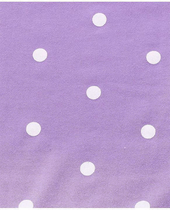 Babyhug Cotton Terry Knit Hooded Towel with Ear Applique Polka Dot Print & Embroidery L 73 x B 72 cm - Lilac