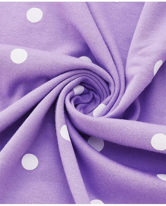 Babyhug Cotton Terry Knit Hooded Towel with Ear Applique Polka Dot Print & Embroidery L 73 x B 72 cm - Lilac