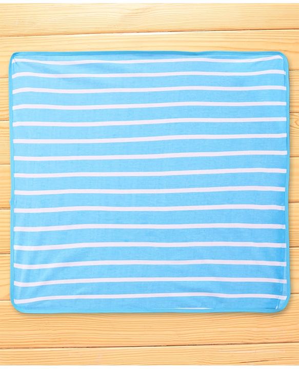 Babyhug Cotton Terry Knit Hooded Towel with Crane Patch Detailing & Stripes L 74 x B 74 cm - Light Blue