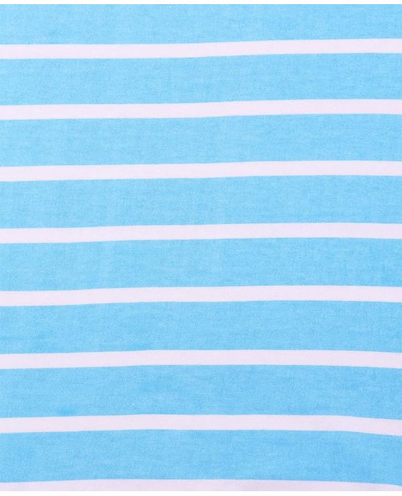 Babyhug Cotton Terry Knit Hooded Towel with Crane Patch Detailing & Stripes L 74 x B 74 cm - Light Blue