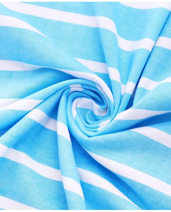 Babyhug Cotton Terry Knit Hooded Towel with Crane Patch Detailing & Stripes L 74 x B 74 cm - Light Blue