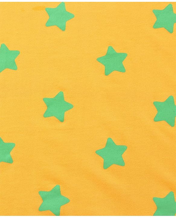 Babyhug Cotton Terry Knit Hooded Towel with Star Print & Dino Embroidery L 73 x B 71 cm - Yellow