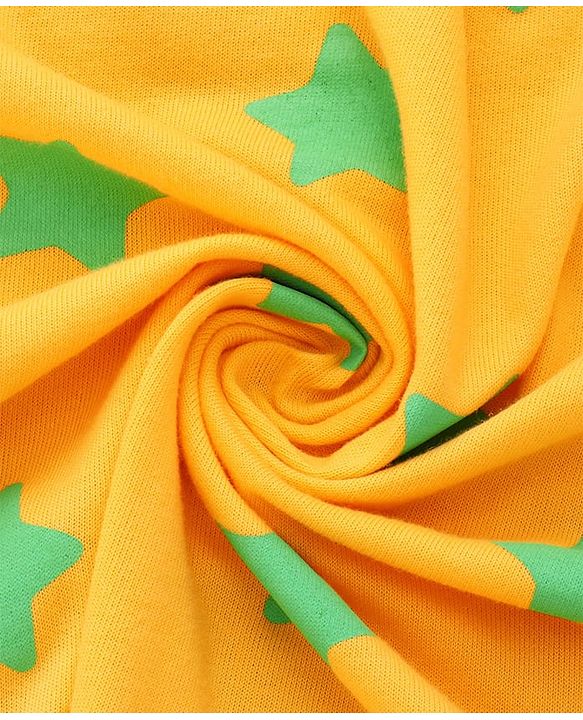 Babyhug Cotton Terry Knit Hooded Towel with Star Print & Dino Embroidery L 73 x B 71 cm - Yellow