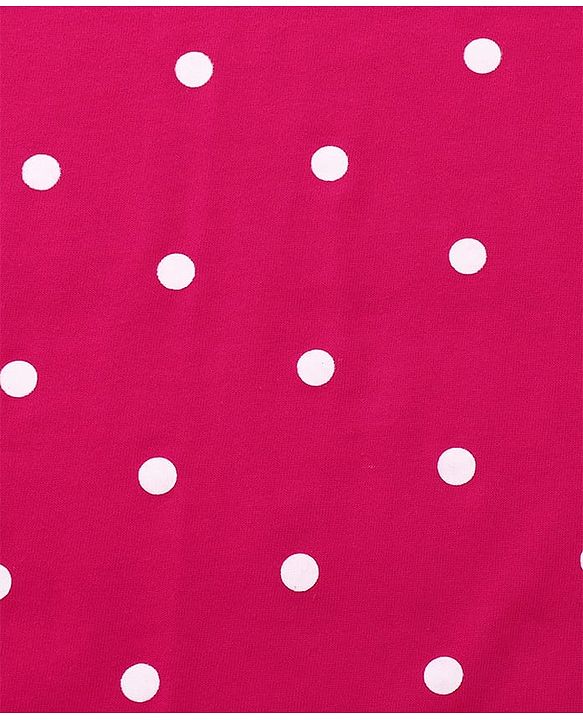 Babyhug Cotton Terry Knit Hooded Towel with Polka Dot Print & Duck Embroidery L 75 x B 73 cm - Dark Pink