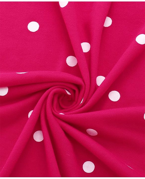 Babyhug Cotton Terry Knit Hooded Towel with Polka Dot Print & Duck Embroidery L 75 x B 73 cm - Dark Pink