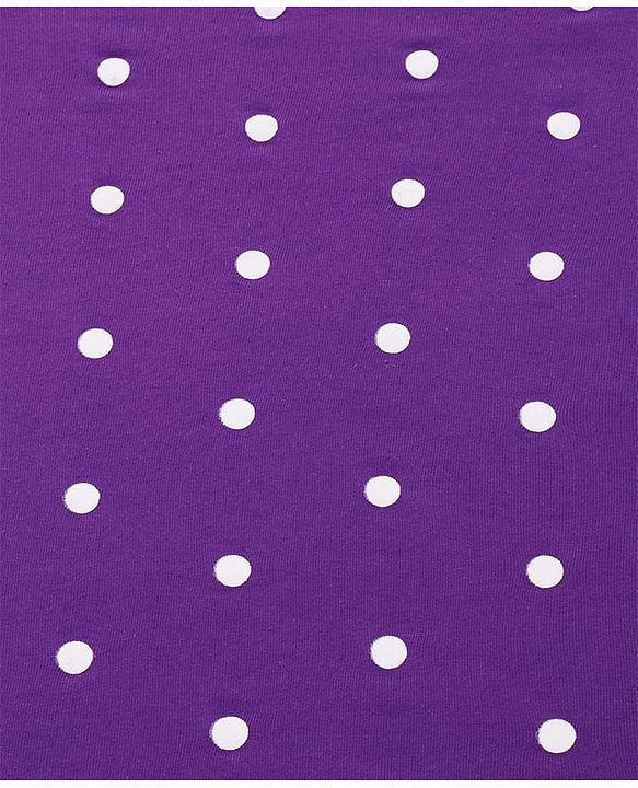 Babyhug Cotton Terry Knit Hooded Towel with Polka Dot Print & Apple Embroidery L 76 x B 68 cm - Purple