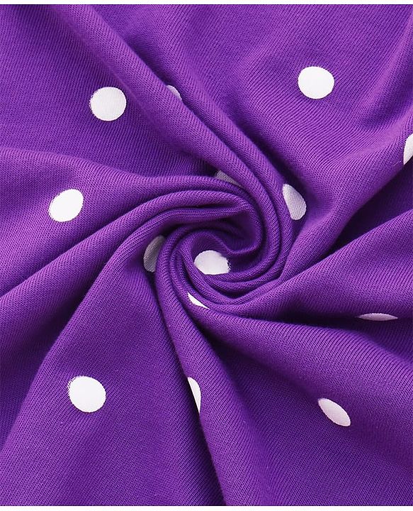 Babyhug Cotton Terry Knit Hooded Towel with Polka Dot Print & Apple Embroidery L 76 x B 68 cm - Purple