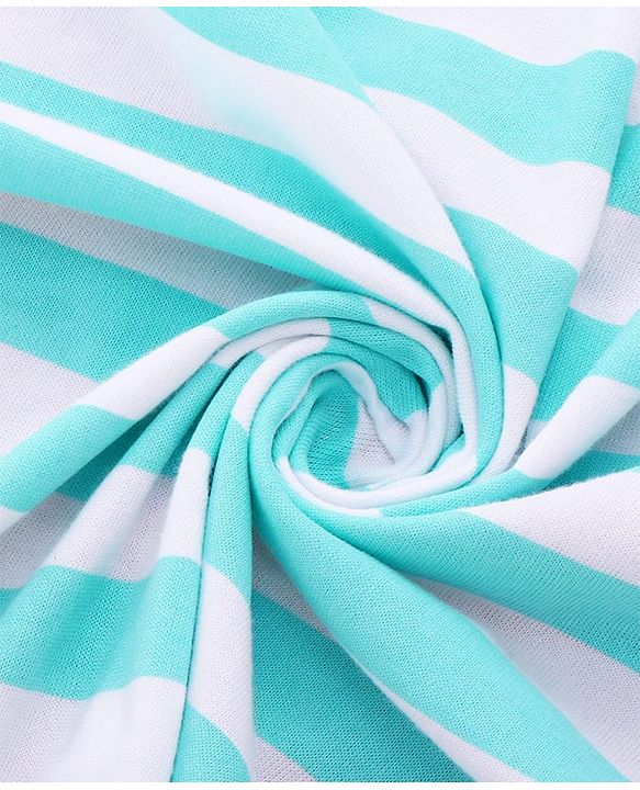 Babyhug Cotton Terry Knit Hooded Towel with Ear Applique Stripes & Embroidery L 75 x B 71 cm - Light Blue