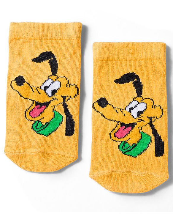 Cute Walk by Babyhug Disney Knit Ankle Length Antibacterial Socks With Mickey Mouse and Friends Graphic Pack of 3 - Yellow & Black