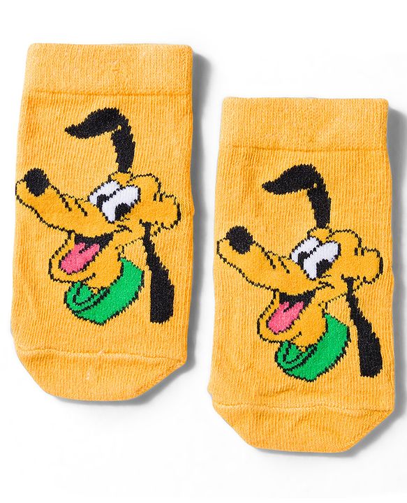 Cute Walk by Babyhug Disney Knit Ankle Length Antibacterial Socks With Mickey Mouse and Friends Graphic Pack of 3 - Yellow & Black