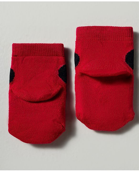 Cute Walk by Babyhug Disney Knit Ankle Length Antibacterial Socks with Mickey Mouse Graphic Pack of 3 - Red Yellow & White