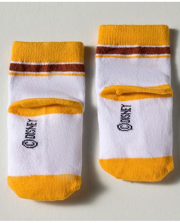 Cute Walk by Babyhug Disney Knit Ankle Length Antibacterial Socks with Mickey Mouse Graphic Pack of 3 - Blue Yellow & White