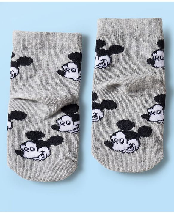 Cute Walk by Babyhug Disney Knit Ankle Length Antibacterial Socks with Mickey Mouse Graphic Pack of 5 - Red Black & White