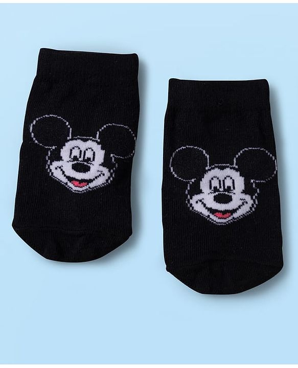 Cute Walk by Babyhug Disney Knit Ankle Length Antibacterial Socks with Mickey Mouse Graphic Pack of 5 - Red Black & White
