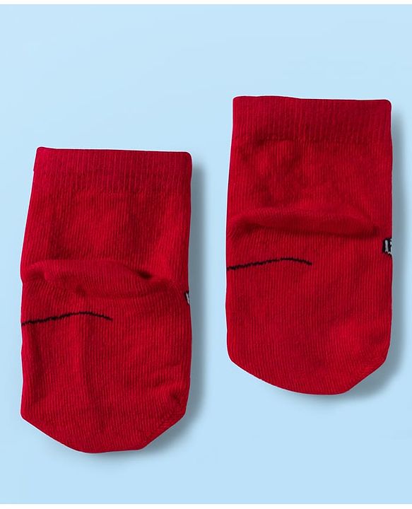 Cute Walk by Babyhug Disney Knit Ankle Length Antibacterial Socks with Mickey Mouse Graphic Pack of 5 - Red Black & White