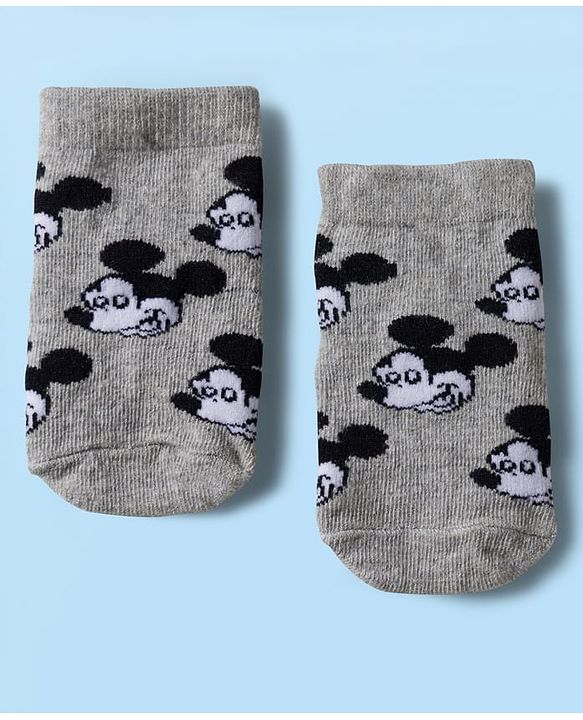Cute Walk by Babyhug Disney Knit Ankle Length Antibacterial Socks with Mickey Mouse Graphic Pack of 5 - Red Black & White