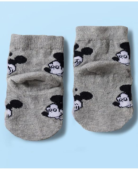 Cute Walk by Babyhug Disney Knit Ankle Length Antibacterial Socks with Mickey Mouse Graphic Pack of 5 - Red Black & White