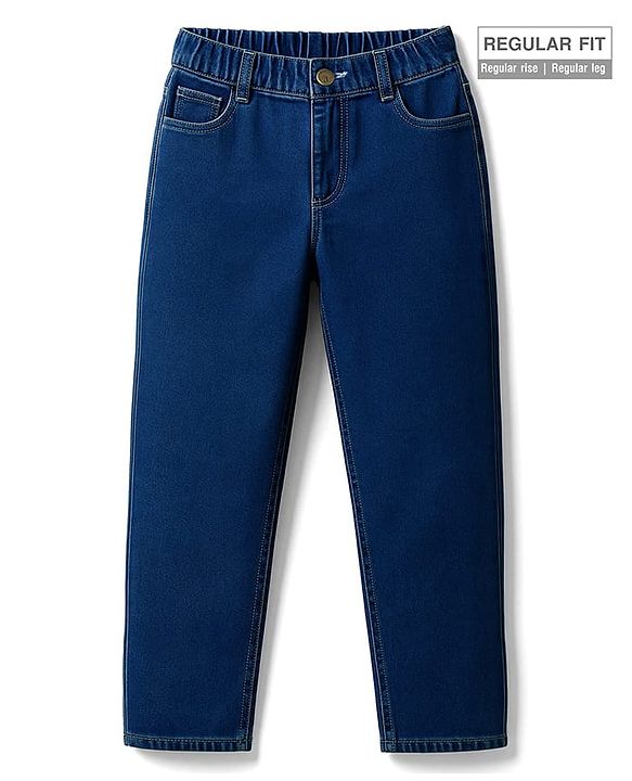Pine Kids Denim Woven Full Length Washed Jeans - Blue