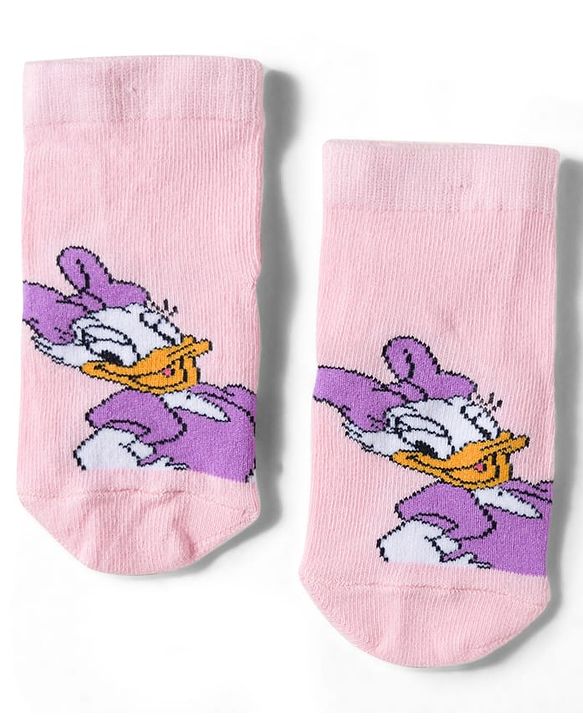 Cute Walk by Babyhug Disney Knit Ankle Length Antibacterial Socks with Minnie Mouse Graphic Pack of 3 - Pink Plum & White