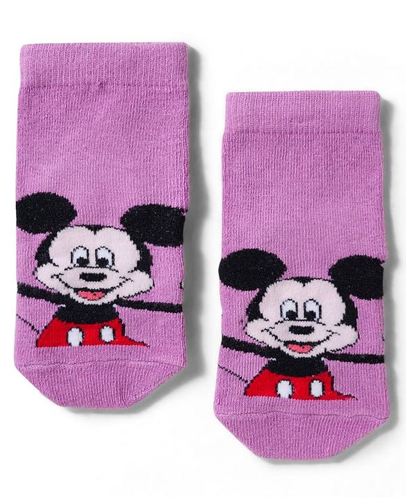 Cute Walk by Babyhug Disney Knit Ankle Length Antibacterial Socks with Minnie Mouse Graphic Pack of 3 - Pink Plum & White