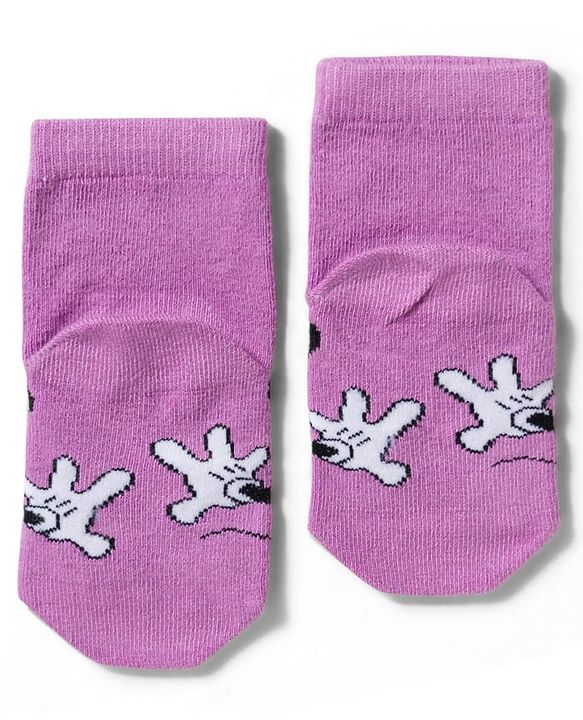 Cute Walk by Babyhug Disney Knit Ankle Length Antibacterial Socks with Minnie Mouse Graphic Pack of 3 - Pink Plum & White